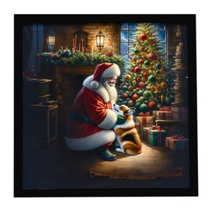 Corgi and Santa Claus Framed Metal Print Bathroom, Kitchen, Office, Home Decor Wall Art Ready to Hang, Square, 8X8 Corgi and Santa Claus Framed Metal Print Bathroom, Kitchen, Office, Home Decor Wall Art Ready to Hang, Square, 8X8
