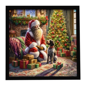 Wirehaired Pointing Griffon and Santa Claus Framed Metal Print Bathroom, Kitchen, Office, Home Decor Wall Art Ready to Hang, Square, 8X8 Wirehaired Pointing Griffon and Santa Claus Framed Metal Print Bathroom, Kitchen, Office, Home Decor Wall Art Ready to Hang, Square, 8X8