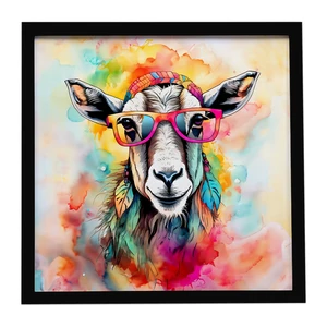 Hippie Animal Goat Framed Metal Print Bathroom, Kitchen, Office, Home Decor Wall Art Ready to Hang, Square, 8X8 Hippie Animal Goat Framed Metal Print Bathroom, Kitchen, Office, Home Decor Wall Art Ready to Hang, Square, 8X8