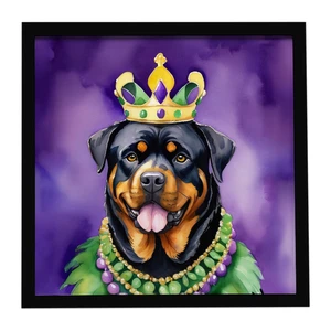 Rottweiler King of Mardi Gras Framed Metal Print Bathroom, Kitchen, Office, Home Decor Wall Art Ready to Hang, Square, 8X8 Rottweiler King of Mardi Gras Framed Metal Print Bathroom, Kitchen, Office, Home Decor Wall Art Ready to Hang, Square, 8X8