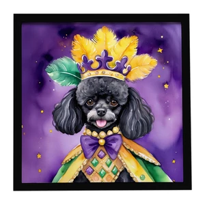 Black Poodle King of Mardi Gras Framed Metal Print Bathroom, Kitchen, Office, Home Decor Wall Art Ready to Hang, Square, 8X8 Black Poodle King of Mardi Gras Framed Metal Print Bathroom, Kitchen, Office, Home Decor Wall Art Ready to Hang, Square, 8X8