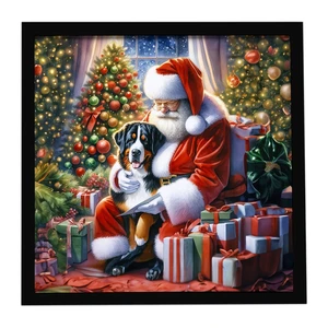 Greater Swiss Mountain Dog and Santa Claus Framed Metal Print Bathroom, Kitchen, Office, Home Decor Wall Art Ready to Hang, Square, 8X8 Greater Swiss Mountain Dog and Santa Claus Framed Metal Print Bathroom, Kitchen, Office, Home Decor Wall Art Ready to Hang, Square, 8X8