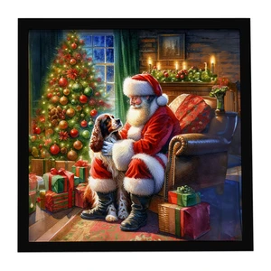 Welsh Springer Spaniel and Santa Claus Framed Metal Print Bathroom, Kitchen, Office, Home Decor Wall Art Ready to Hang, Square, 8X8 Welsh Springer Spaniel and Santa Claus Framed Metal Print Bathroom, Kitchen, Office, Home Decor Wall Art Ready to Hang, Square, 8X8