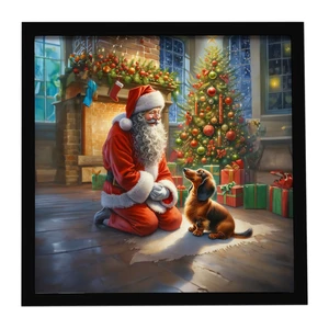 Dachshund and Santa Claus Framed Metal Print Bathroom, Kitchen, Office, Home Decor Wall Art Ready to Hang, Square, 8X8 Dachshund and Santa Claus Framed Metal Print Bathroom, Kitchen, Office, Home Decor Wall Art Ready to Hang, Square, 8X8