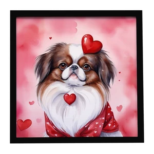 Japanese Chin My Valentine Framed Metal Print Bathroom, Kitchen, Office, Home Decor Wall Art Ready to Hang, Square, 8X8 Japanese Chin My Valentine Framed Metal Print Bathroom, Kitchen, Office, Home Decor Wall Art Ready to Hang, Square, 8X8