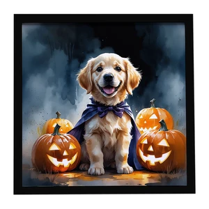 Golden Retriever Puppy Halloween Framed Metal Print Bathroom, Kitchen, Office, Home Decor Wall Art Ready to Hang, Square, 8X8 Golden Retriever Puppy Halloween Framed Metal Print Bathroom, Kitchen, Office, Home Decor Wall Art Ready to Hang, Square, 8X8