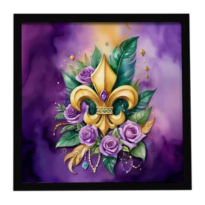 Fleur de lis Mardi Gras Framed Metal Print Bathroom, Kitchen, Office, Home Decor Wall Art Ready to Hang, Square, 8X8 Fleur de lis Mardi Gras Framed Metal Print Bathroom, Kitchen, Office, Home Decor Wall Art Ready to Hang, Square, 8X8