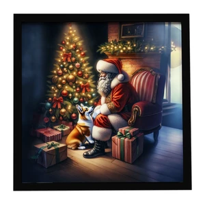 Corgi and Santa Claus Framed Metal Print Bathroom, Kitchen, Office, Home Decor Wall Art Ready to Hang, Square, 8X8 Corgi and Santa Claus Framed Metal Print Bathroom, Kitchen, Office, Home Decor Wall Art Ready to Hang, Square, 8X8