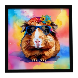 Hippie Animal Guinea Pig Framed Metal Print Bathroom, Kitchen, Office, Home Decor Wall Art Ready to Hang, Square, 8X8 Hippie Animal Guinea Pig Framed Metal Print Bathroom, Kitchen, Office, Home Decor Wall Art Ready to Hang, Square, 8X8