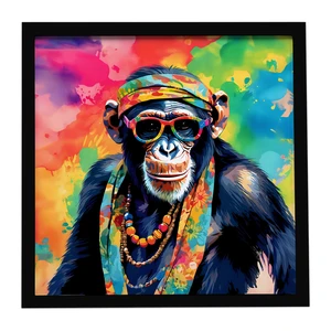 Hippie Animal Chimpanzee Framed Metal Print Bathroom, Kitchen, Office, Home Decor Wall Art Ready to Hang, Square, 8X8 Hippie Animal Chimpanzee Framed Metal Print Bathroom, Kitchen, Office, Home Decor Wall Art Ready to Hang, Square, 8X8