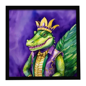 Alligator King of Mardi Gras Framed Metal Print Bathroom, Kitchen, Office, Home Decor Wall Art Ready to Hang, Square, 8X8 Alligator King of Mardi Gras Framed Metal Print Bathroom, Kitchen, Office, Home Decor Wall Art Ready to Hang, Square, 8X8