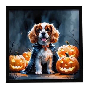 Cavalier Spaniel Puppy Halloween Framed Metal Print Bathroom, Kitchen, Office, Home Decor Wall Art Ready to Hang, Square, 8X8 Cavalier Spaniel Puppy Halloween Framed Metal Print Bathroom, Kitchen, Office, Home Decor Wall Art Ready to Hang, Square, 8X8