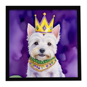 Westie King of Mardi Gras Framed Metal Print Bathroom, Kitchen, Office, Home Decor Wall Art Ready to Hang, Square, 8X8 Westie King of Mardi Gras Framed Metal Print Bathroom, Kitchen, Office, Home Decor Wall Art Ready to Hang, Square, 8X8