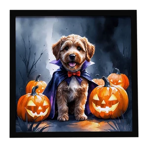 Chocolate Labradoodle Puppy Halloween Framed Metal Print Bathroom, Kitchen, Office, Home Decor Wall Art Ready to Hang, Square, 8X8 Chocolate Labradoodle Puppy Halloween Framed Metal Print Bathroom, Kitchen, Office, Home Decor Wall Art Ready to Hang, Square, 8X8