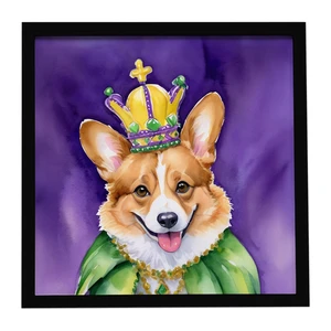 Corgi King of Mardi Gras Framed Metal Print Bathroom, Kitchen, Office, Home Decor Wall Art Ready to Hang, Square, 8X8 Corgi King of Mardi Gras Framed Metal Print Bathroom, Kitchen, Office, Home Decor Wall Art Ready to Hang, Square, 8X8