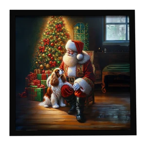 Cavalier Spaniel and Santa Claus Framed Metal Print Bathroom, Kitchen, Office, Home Decor Wall Art Ready to Hang, Square, 8X8 Cavalier Spaniel and Santa Claus Framed Metal Print Bathroom, Kitchen, Office, Home Decor Wall Art Ready to Hang, Square, 8X8