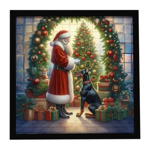 Doberman Pinscher and Santa Claus Framed Metal Print Bathroom, Kitchen, Office, Home Decor Wall Art Ready to Hang, Square, 8X8 Doberman Pinscher and Santa Claus Framed Metal Print Bathroom, Kitchen, Office, Home Decor Wall Art Ready to Hang, Square, 8X8