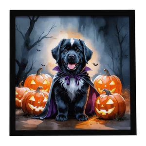 Newfoundland Puppy Halloween Framed Metal Print Bathroom, Kitchen, Office, Home Decor Wall Art Ready to Hang, Square, 8X8 Newfoundland Puppy Halloween Framed Metal Print Bathroom, Kitchen, Office, Home Decor Wall Art Ready to Hang, Square, 8X8