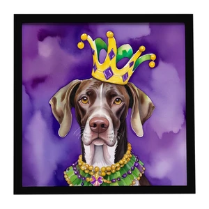 German Shorthaired Pointer King of Mardi Gras Framed Metal Print Bathroom, Kitchen, Office, Home Decor Wall Art Ready to Hang, Square, 8X8 German Shorthaired Pointer King of Mardi Gras Framed Metal Print Bathroom, Kitchen, Office, Home Decor Wall Art Ready to Hang, Square, 8X8