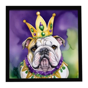 English Bulldog King of Mardi Gras Framed Metal Print Bathroom, Kitchen, Office, Home Decor Wall Art Ready to Hang, Square, 8X8 English Bulldog King of Mardi Gras Framed Metal Print Bathroom, Kitchen, Office, Home Decor Wall Art Ready to Hang, Square, 8X8
