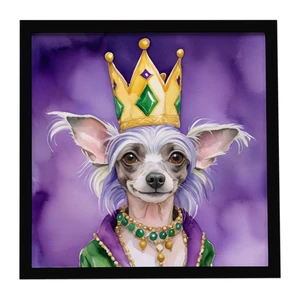 Chinese Crested King of Mardi Gras Framed Metal Print Bathroom, Kitchen, Office, Home Decor Wall Art Ready to Hang, Square, 8X8 Chinese Crested King of Mardi Gras Framed Metal Print Bathroom, Kitchen, Office, Home Decor Wall Art Ready to Hang, Square, 8X8