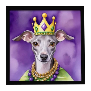 Italian Greyhound King of Mardi Gras Framed Metal Print Bathroom, Kitchen, Office, Home Decor Wall Art Ready to Hang, Square, 8X8 Italian Greyhound King of Mardi Gras Framed Metal Print Bathroom, Kitchen, Office, Home Decor Wall Art Ready to Hang, Square, 8X8