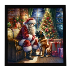 Bullmastiff and Santa Claus Framed Metal Print Bathroom, Kitchen, Office, Home Decor Wall Art Ready to Hang, Square, 8X8 Bullmastiff and Santa Claus Framed Metal Print Bathroom, Kitchen, Office, Home Decor Wall Art Ready to Hang, Square, 8X8