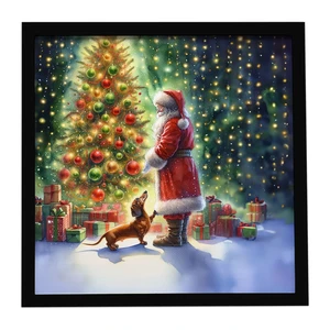 Dachshund and Santa Claus Framed Metal Print Bathroom, Kitchen, Office, Home Decor Wall Art Ready to Hang, Square, 8X8 Dachshund and Santa Claus Framed Metal Print Bathroom, Kitchen, Office, Home Decor Wall Art Ready to Hang, Square, 8X8