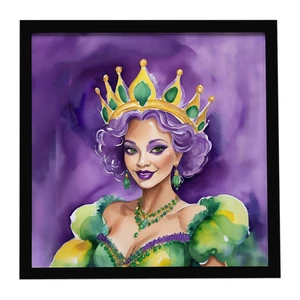 Queen of Mardi Gras Framed Metal Print Bathroom, Kitchen, Office, Home Decor Wall Art Ready to Hang, Square, 8X8 Queen of Mardi Gras Framed Metal Print Bathroom, Kitchen, Office, Home Decor Wall Art Ready to Hang, Square, 8X8