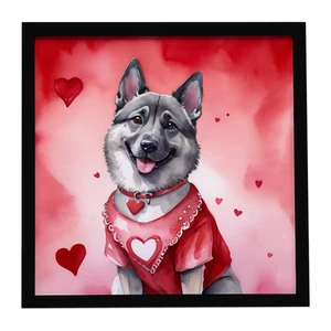 Norwegian Elkhound My Valentine Framed Metal Print Bathroom, Kitchen, Office, Home Decor Wall Art Ready to Hang, Square, 8X8 Norwegian Elkhound My Valentine Framed Metal Print Bathroom, Kitchen, Office, Home Decor Wall Art Ready to Hang, Square, 8X8