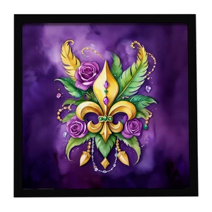 Fleur de lis Mardi Gras Framed Metal Print Bathroom, Kitchen, Office, Home Decor Wall Art Ready to Hang, Square, 8X8 Fleur de lis Mardi Gras Framed Metal Print Bathroom, Kitchen, Office, Home Decor Wall Art Ready to Hang, Square, 8X8