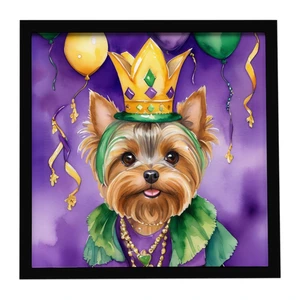 Yorkshire Terrier King of Mardi Gras Framed Metal Print Bathroom, Kitchen, Office, Home Decor Wall Art Ready to Hang, Square, 8X8 Yorkshire Terrier King of Mardi Gras Framed Metal Print Bathroom, Kitchen, Office, Home Decor Wall Art Ready to Hang, Square, 8X8