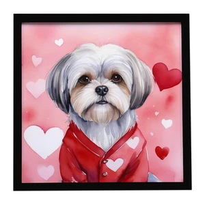 Lhasa Apso My Valentine Framed Metal Print Bathroom, Kitchen, Office, Home Decor Wall Art Ready to Hang, Square, 8X8 Lhasa Apso My Valentine Framed Metal Print Bathroom, Kitchen, Office, Home Decor Wall Art Ready to Hang, Square, 8X8
