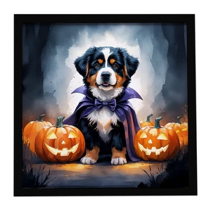 Bernese Mountain Dog Puppy Halloween Framed Metal Print Bathroom, Kitchen, Office, Home Decor Wall Art Ready to Hang, Square, 8X8 Bernese Mountain Dog Puppy Halloween Framed Metal Print Bathroom, Kitchen, Office, Home Decor Wall Art Ready to Hang, Square, 8X8