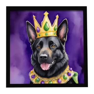 Black German Shepherd King of Mardi Gras Framed Metal Print Bathroom, Kitchen, Office, Home Decor Wall Art Ready to Hang, Square, 8X8 Black German Shepherd King of Mardi Gras Framed Metal Print Bathroom, Kitchen, Office, Home Decor Wall Art Ready to Hang, Square, 8X8