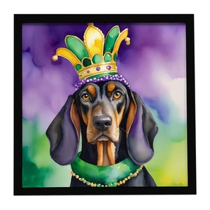 Black and Tan Coonhound King of Mardi Gras Framed Metal Print Bathroom, Kitchen, Office, Home Decor Wall Art Ready to Hang, Square, 8X8 Black and Tan Coonhound King of Mardi Gras Framed Metal Print Bathroom, Kitchen, Office, Home Decor Wall Art Ready to Hang, Square, 8X8
