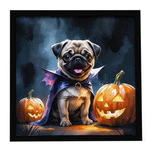 Pug Puppy Halloween Framed Metal Print Bathroom, Kitchen, Office, Home Decor Wall Art Ready to Hang, Square, 8X8 Pug Puppy Halloween Framed Metal Print Bathroom, Kitchen, Office, Home Decor Wall Art Ready to Hang, Square, 8X8