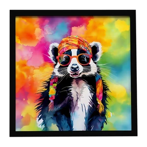 Hippie Animal Skunk Framed Metal Print Bathroom, Kitchen, Office, Home Decor Wall Art Ready to Hang, Square, 8X8 Hippie Animal Skunk Framed Metal Print Bathroom, Kitchen, Office, Home Decor Wall Art Ready to Hang, Square, 8X8
