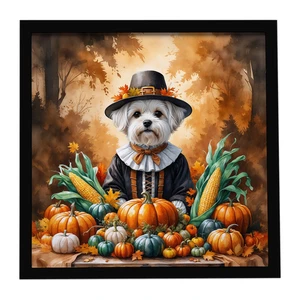 Maltese Thanksgiving Framed Metal Print Bathroom, Kitchen, Office, Home Decor Wall Art Ready to Hang, Square, 8X8 Maltese Thanksgiving Framed Metal Print Bathroom, Kitchen, Office, Home Decor Wall Art Ready to Hang, Square, 8X8