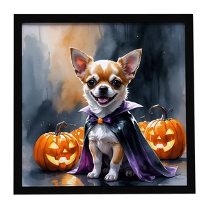 Chihuahua Puppy Halloween Framed Metal Print Bathroom, Kitchen, Office, Home Decor Wall Art Ready to Hang, Square, 8X8 Chihuahua Puppy Halloween Framed Metal Print Bathroom, Kitchen, Office, Home Decor Wall Art Ready to Hang, Square, 8X8