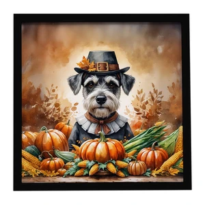 Schnauzer Thanksgiving Framed Metal Print Bathroom, Kitchen, Office, Home Decor Wall Art Ready to Hang, Square, 8X8 Schnauzer Thanksgiving Framed Metal Print Bathroom, Kitchen, Office, Home Decor Wall Art Ready to Hang, Square, 8X8