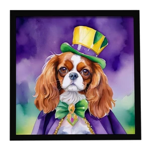 Cavalier Spaniel King of Mardi Gras Framed Metal Print Bathroom, Kitchen, Office, Home Decor Wall Art Ready to Hang, Square, 8X8 Cavalier Spaniel King of Mardi Gras Framed Metal Print Bathroom, Kitchen, Office, Home Decor Wall Art Ready to Hang, Square, 8X8