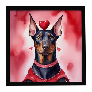 Doberman Pinscher My Valentine Framed Metal Print Bathroom, Kitchen, Office, Home Decor Wall Art Ready to Hang, Square, 8X8 Doberman Pinscher My Valentine Framed Metal Print Bathroom, Kitchen, Office, Home Decor Wall Art Ready to Hang, Square, 8X8