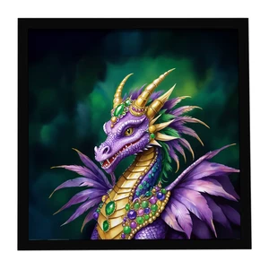 Dragon King of Mardi Gras Framed Metal Print Bathroom, Kitchen, Office, Home Decor Wall Art Ready to Hang, Square, 8X8 Dragon King of Mardi Gras Framed Metal Print Bathroom, Kitchen, Office, Home Decor Wall Art Ready to Hang, Square, 8X8