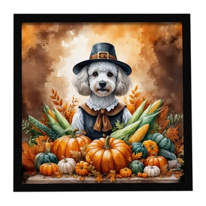 White Poodle Thanksgiving Framed Metal Print Bathroom, Kitchen, Office, Home Decor Wall Art Ready to Hang, Square, 8X8 White Poodle Thanksgiving Framed Metal Print Bathroom, Kitchen, Office, Home Decor Wall Art Ready to Hang, Square, 8X8