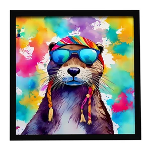 Hippie Animal Otter Framed Metal Print Bathroom, Kitchen, Office, Home Decor Wall Art Ready to Hang, Square, 8X8 Hippie Animal Otter Framed Metal Print Bathroom, Kitchen, Office, Home Decor Wall Art Ready to Hang, Square, 8X8