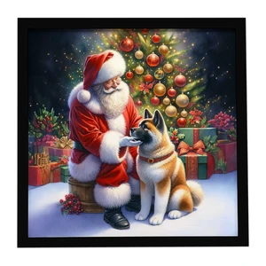Akita and Santa Claus Framed Metal Print Bathroom, Kitchen, Office, Home Decor Wall Art Ready to Hang, Square, 8X8 Akita and Santa Claus Framed Metal Print Bathroom, Kitchen, Office, Home Decor Wall Art Ready to Hang, Square, 8X8