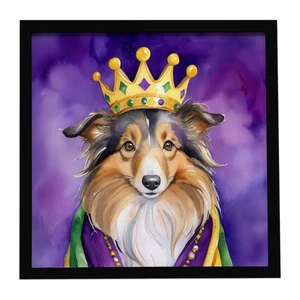 Sheltie King of Mardi Gras Framed Metal Print Bathroom, Kitchen, Office, Home Decor Wall Art Ready to Hang, Square, 8X8 Sheltie King of Mardi Gras Framed Metal Print Bathroom, Kitchen, Office, Home Decor Wall Art Ready to Hang, Square, 8X8