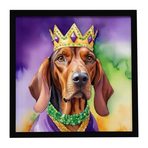 Redbone Coonhound King of Mardi Gras Framed Metal Print Bathroom, Kitchen, Office, Home Decor Wall Art Ready to Hang, Square, 8X8 Redbone Coonhound King of Mardi Gras Framed Metal Print Bathroom, Kitchen, Office, Home Decor Wall Art Ready to Hang, Square, 8X8