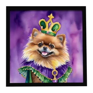 Pomeranian King of Mardi Gras Framed Metal Print Bathroom, Kitchen, Office, Home Decor Wall Art Ready to Hang, Square, 8X8 Pomeranian King of Mardi Gras Framed Metal Print Bathroom, Kitchen, Office, Home Decor Wall Art Ready to Hang, Square, 8X8